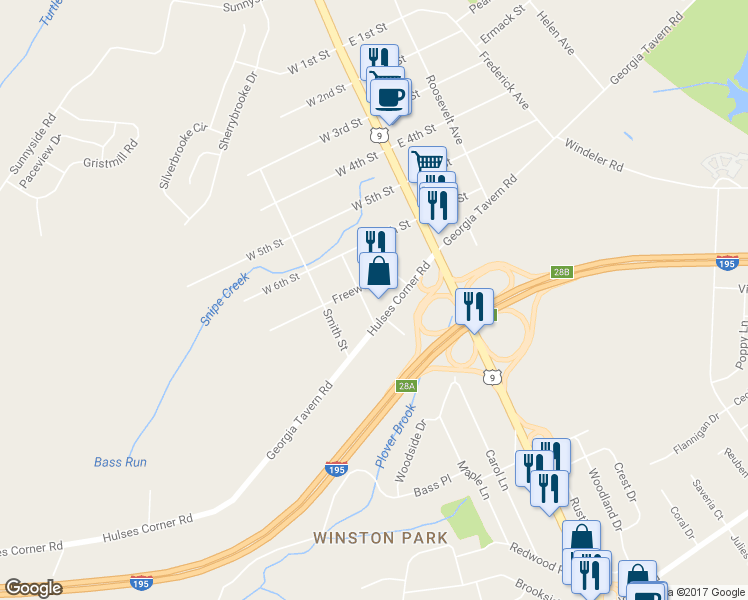 map of restaurants, bars, coffee shops, grocery stores, and more near 12 Therese Avenue in Howell Township