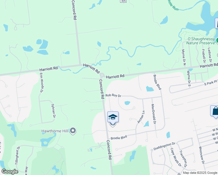 map of restaurants, bars, coffee shops, grocery stores, and more near 9747 County Road 129 in Dublin