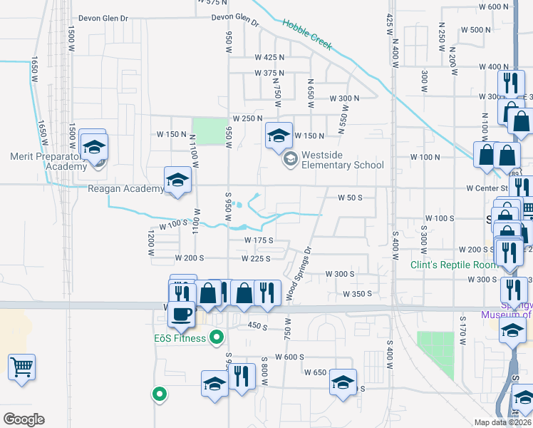 map of restaurants, bars, coffee shops, grocery stores, and more near 64 775 West in Springville