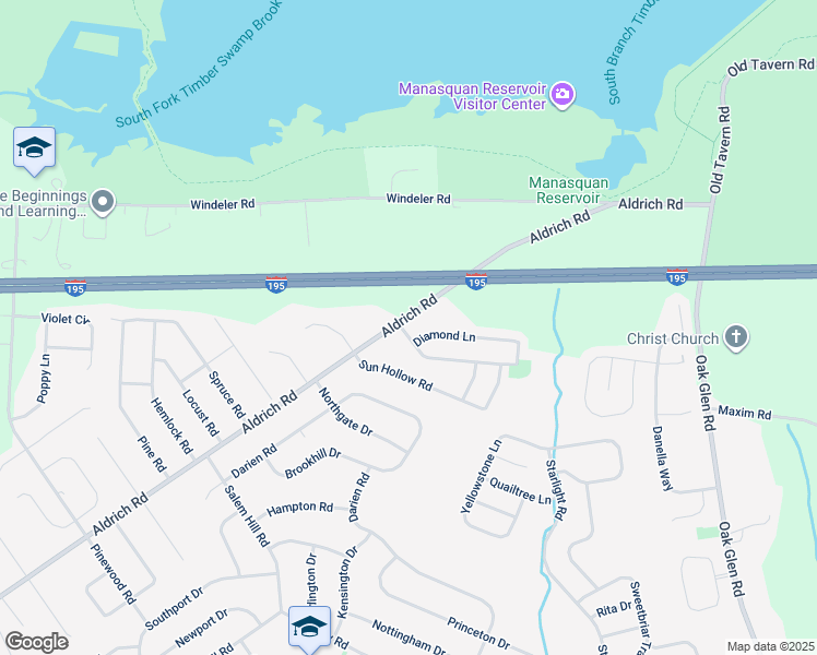 map of restaurants, bars, coffee shops, grocery stores, and more near 3 Diamond Lane in Howell Township