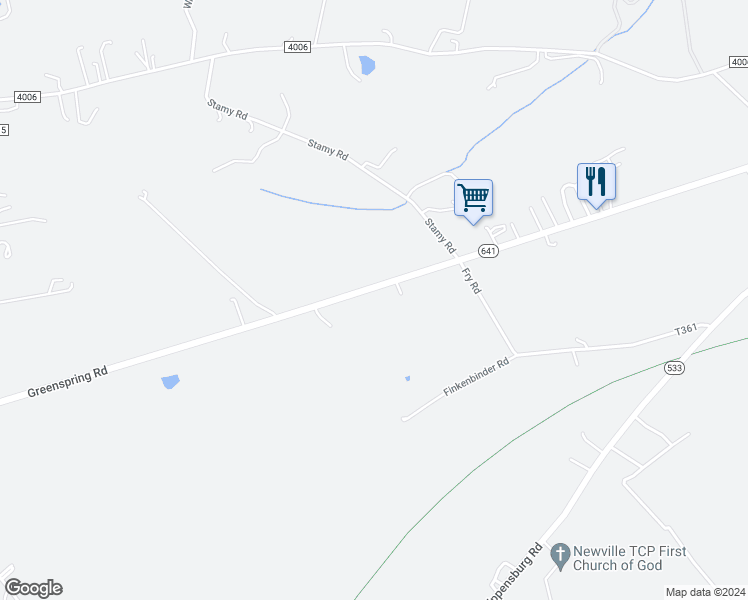 map of restaurants, bars, coffee shops, grocery stores, and more near 420 Greenspring Road in Newville