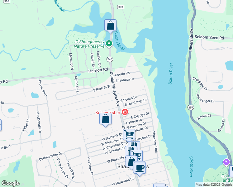 map of restaurants, bars, coffee shops, grocery stores, and more near 30 East Wilma Drive in Powell