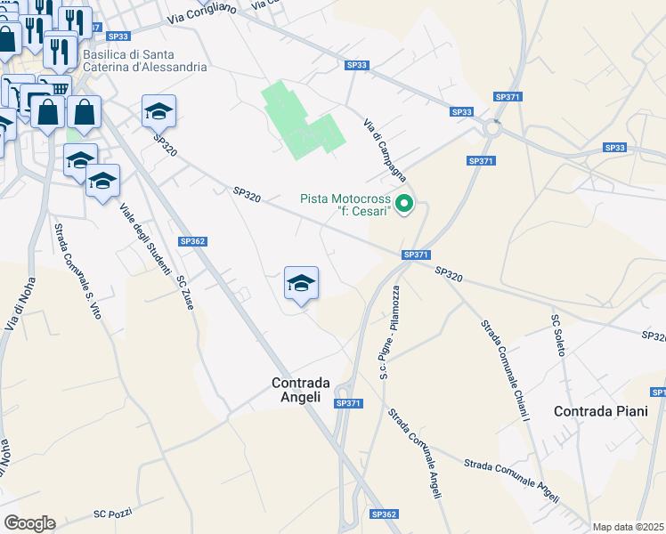 map of restaurants, bars, coffee shops, grocery stores, and more near 26 Strada Comunale Pisanello in Galatina