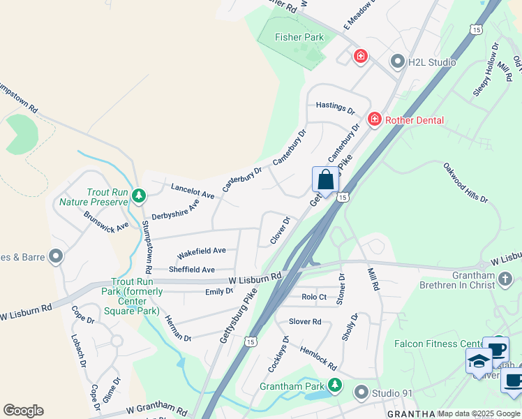 map of restaurants, bars, coffee shops, grocery stores, and more near 880 Hawthorne Avenue in Mechanicsburg