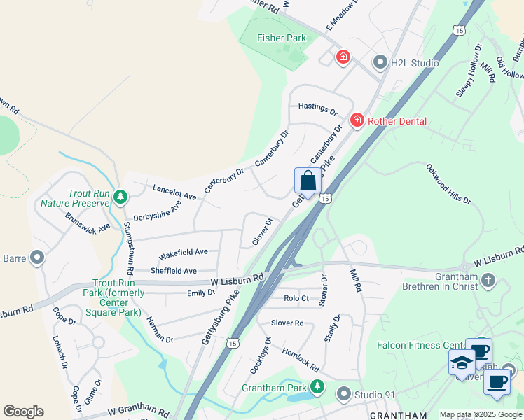 map of restaurants, bars, coffee shops, grocery stores, and more near 872 Hawthorne Avenue in Mechanicsburg
