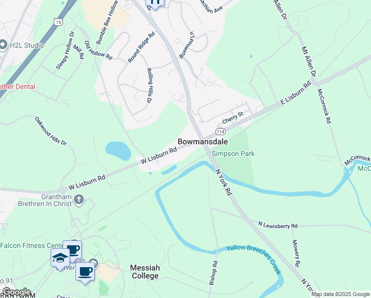 map of restaurants, bars, coffee shops, grocery stores, and more near 19 West Lisburn Road in Mechanicsburg