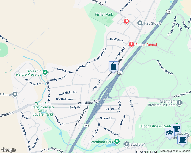 map of restaurants, bars, coffee shops, grocery stores, and more near 874 Hawthorne Avenue in Mechanicsburg