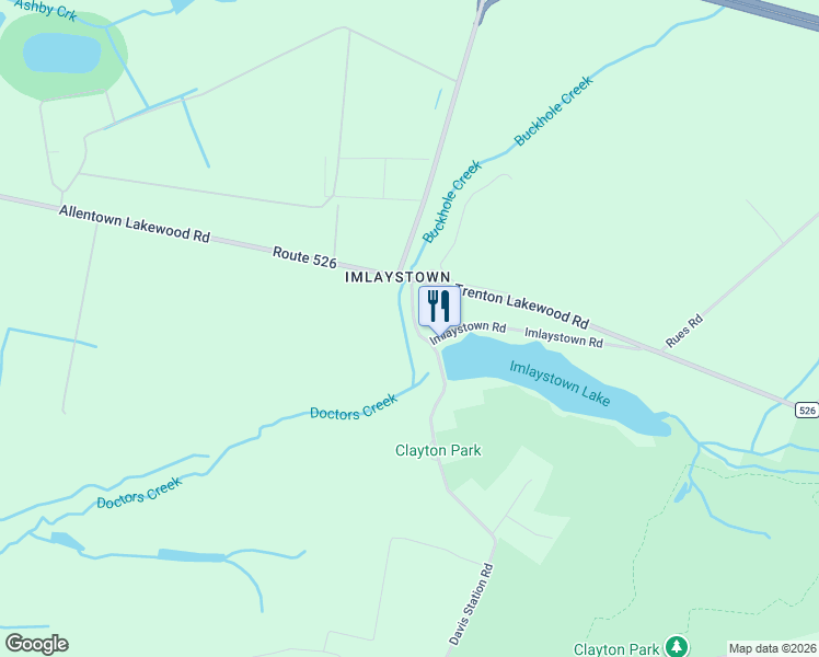 map of restaurants, bars, coffee shops, grocery stores, and more near 45 Imlaystown Road in Upper Freehold