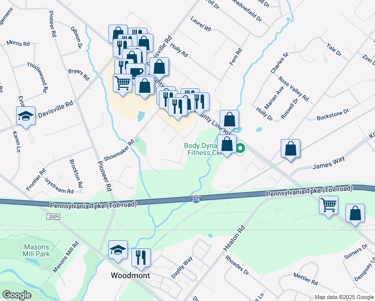 map of restaurants, bars, coffee shops, grocery stores, and more near 2016 Jason Drive in Montgomery County
