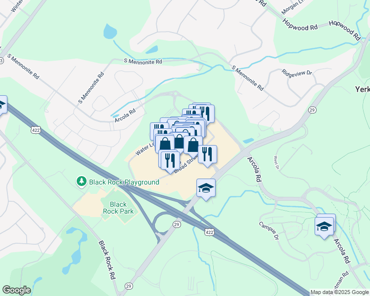 map of restaurants, bars, coffee shops, grocery stores, and more near 161 Market Street in Collegeville