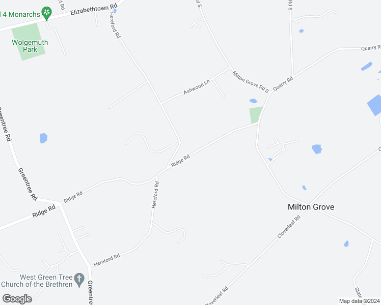 map of restaurants, bars, coffee shops, grocery stores, and more near 2309 Ridge Road in Elizabethtown