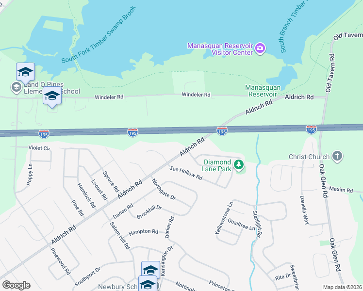 map of restaurants, bars, coffee shops, grocery stores, and more near 254 Aldrich Road in Howell Township