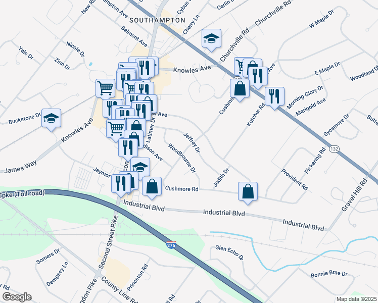 map of restaurants, bars, coffee shops, grocery stores, and more near 413 Cushmore Road in Southampton