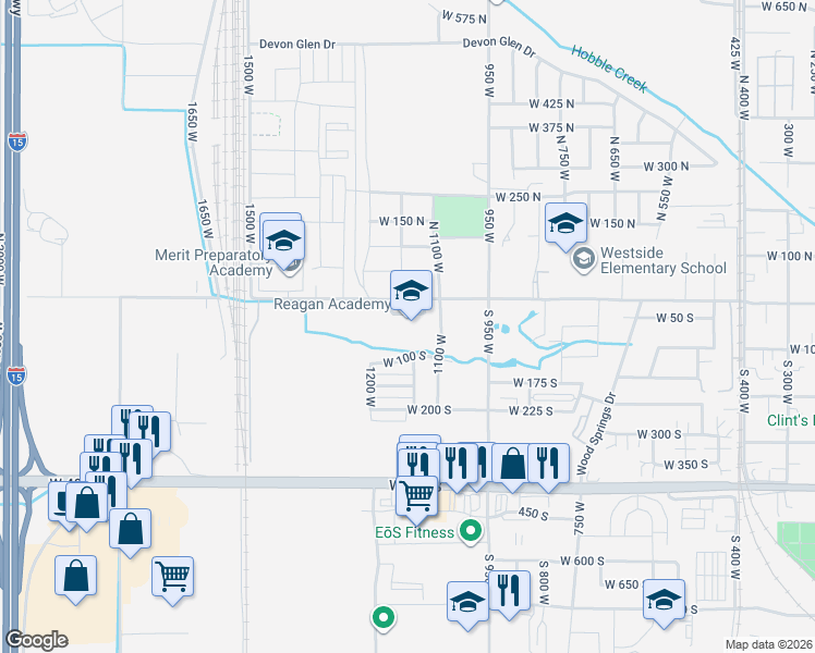 map of restaurants, bars, coffee shops, grocery stores, and more near 1143 West Center Street in Springville