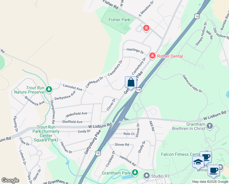 map of restaurants, bars, coffee shops, grocery stores, and more near 872 Hawthorne Avenue in Mechanicsburg