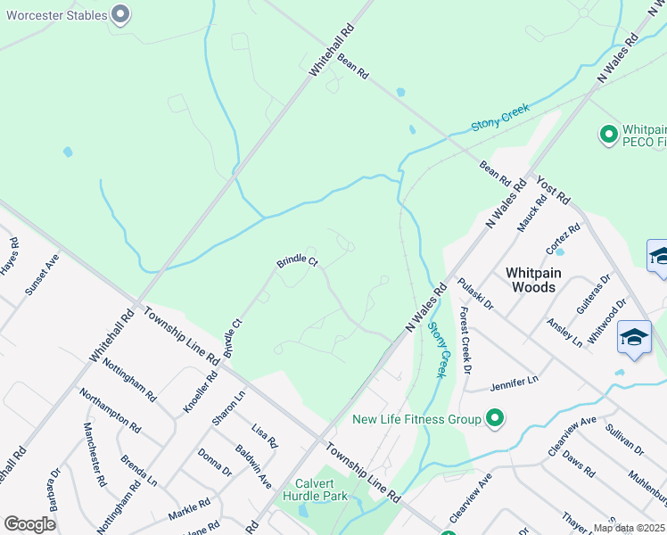map of restaurants, bars, coffee shops, grocery stores, and more near 106 Mustang Way in Norristown