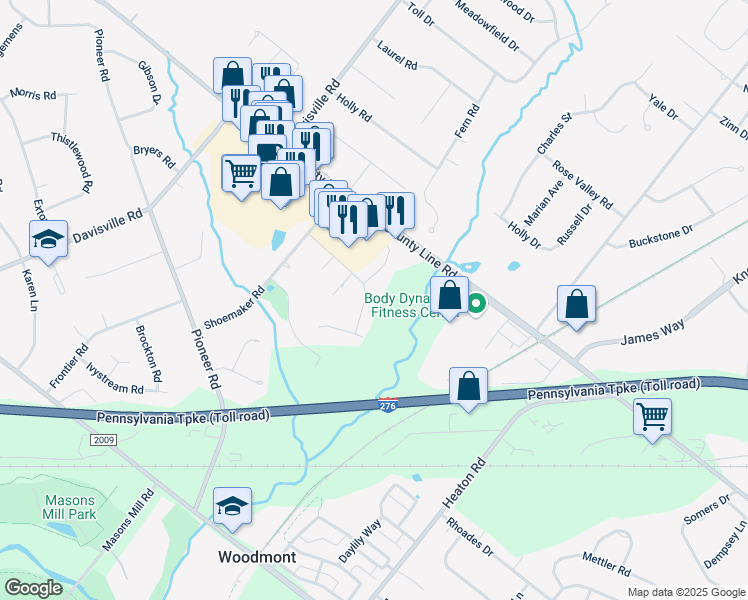 map of restaurants, bars, coffee shops, grocery stores, and more near 1996 Jason Drive in Montgomery County