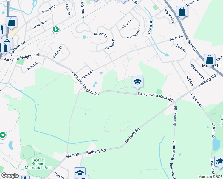 map of restaurants, bars, coffee shops, grocery stores, and more near 184 Parkview Heights Road in Ephrata