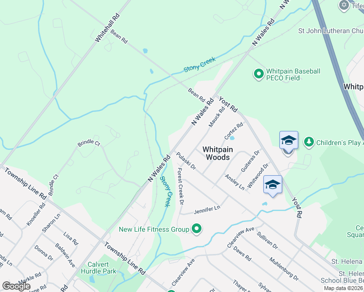 map of restaurants, bars, coffee shops, grocery stores, and more near 1977 Pulaski Drive in Blue Bell