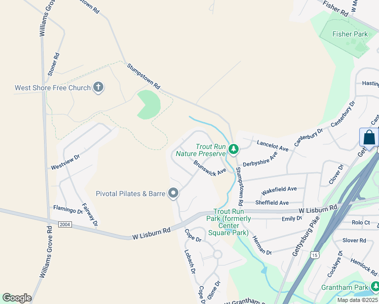 map of restaurants, bars, coffee shops, grocery stores, and more near 2191 Brunswick Avenue in Mechanicsburg