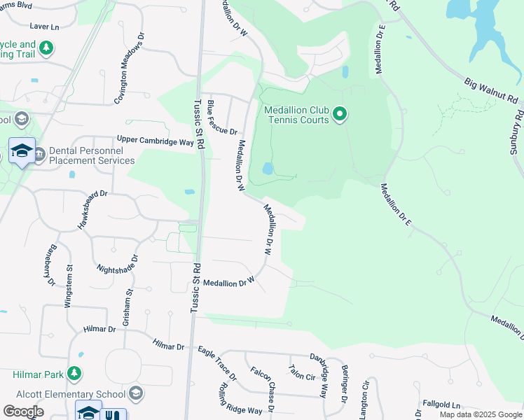 map of restaurants, bars, coffee shops, grocery stores, and more near 5842 Medallion Drive West in Westerville