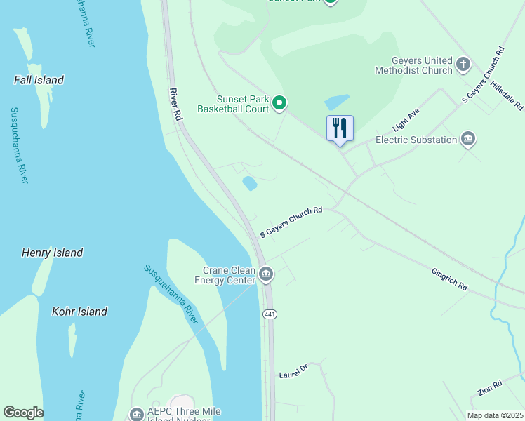 map of restaurants, bars, coffee shops, grocery stores, and more near 2484 River Road in Middletown