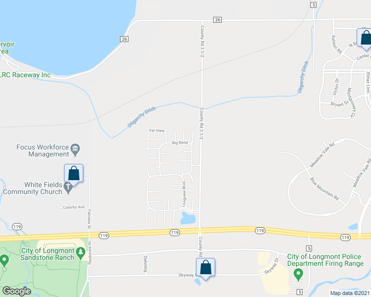 map of restaurants, bars, coffee shops, grocery stores, and more near 11481 Hot Springs in Longmont