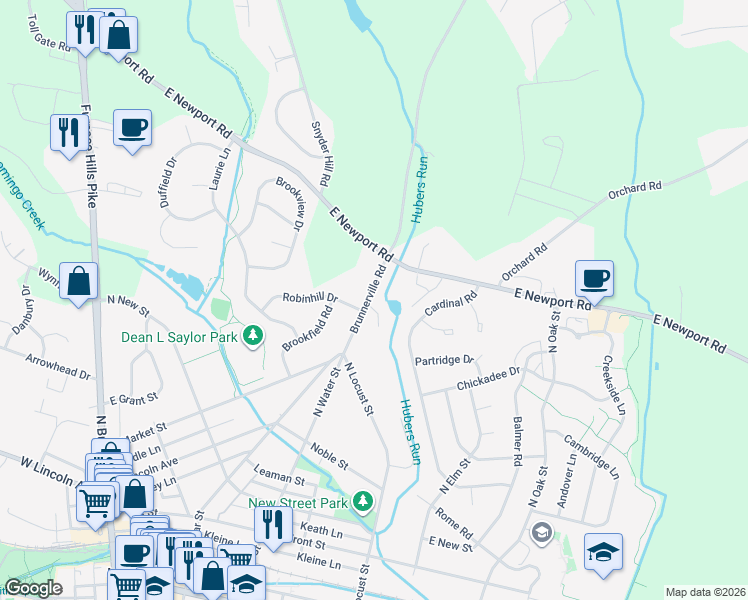 map of restaurants, bars, coffee shops, grocery stores, and more near 660 Brunnerville Road in Lititz