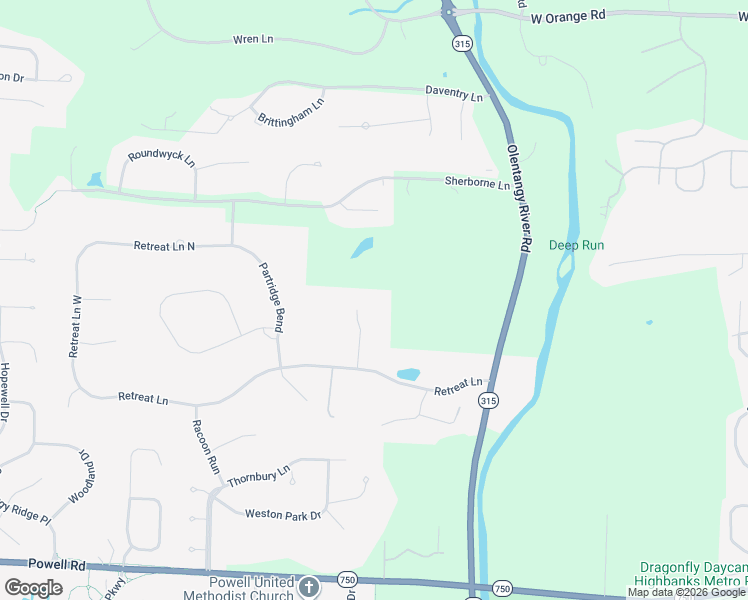 map of restaurants, bars, coffee shops, grocery stores, and more near 400 Fox Run in Powell