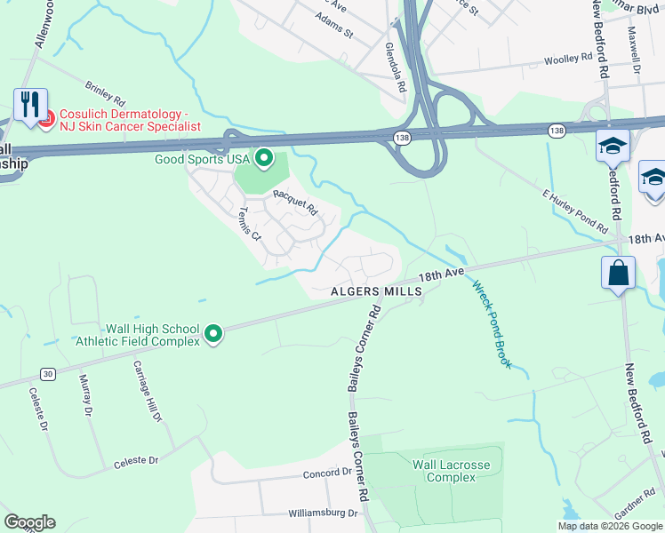 map of restaurants, bars, coffee shops, grocery stores, and more near 320 Deuce Drive in Monmouth County