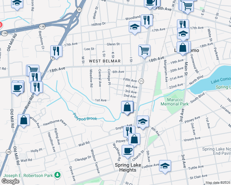 map of restaurants, bars, coffee shops, grocery stores, and more near 1031 4th Avenue in Monmouth County