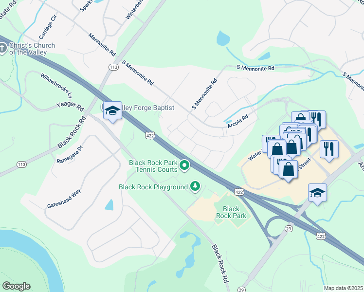 map of restaurants, bars, coffee shops, grocery stores, and more near 710 Friendship Hill Drive in Collegeville