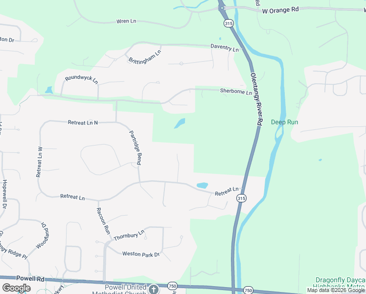 map of restaurants, bars, coffee shops, grocery stores, and more near 400 Fox Run in Powell