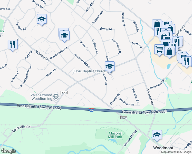 map of restaurants, bars, coffee shops, grocery stores, and more near 2355 Douglass Lane in Hatboro