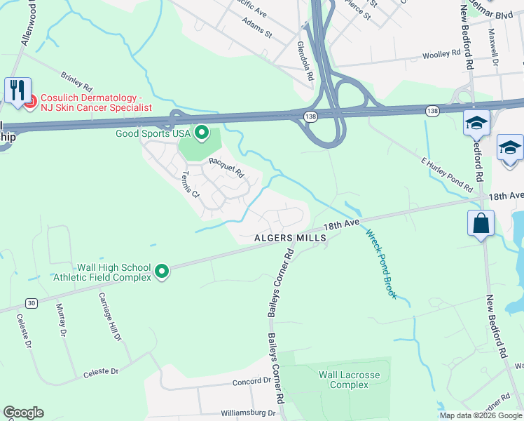 map of restaurants, bars, coffee shops, grocery stores, and more near 320 Deuce Drive in Monmouth County