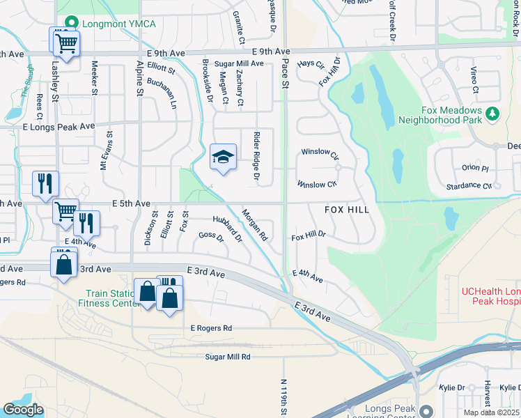 map of restaurants, bars, coffee shops, grocery stores, and more near 918 East 5th Avenue in Longmont