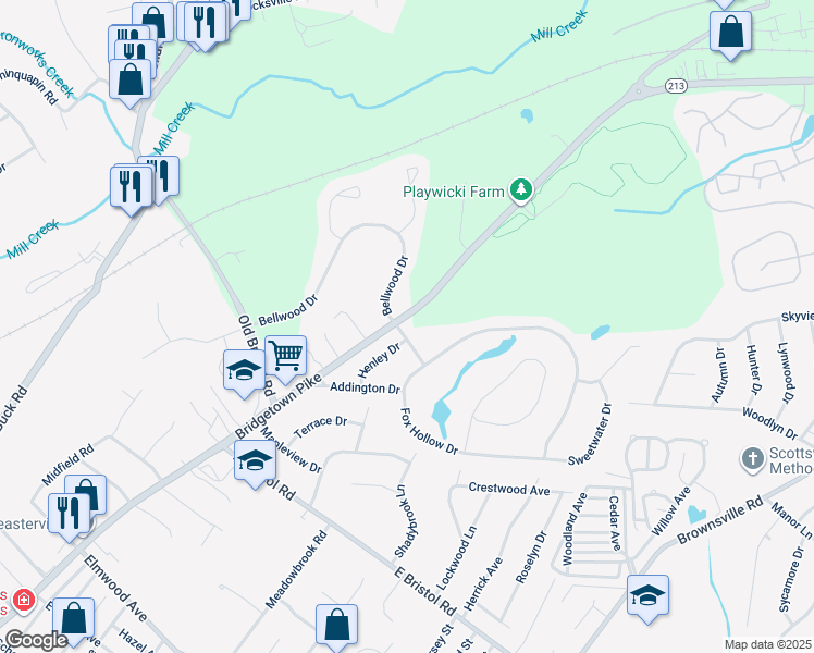 map of restaurants, bars, coffee shops, grocery stores, and more near 80 Chasemoore Drive in Feasterville-Trevose