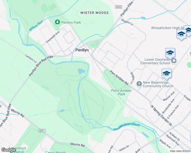 map of restaurants, bars, coffee shops, grocery stores, and more near 837 Creekview Drive in Penllyn