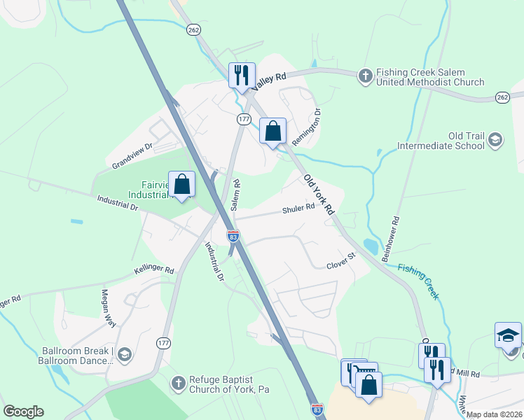 map of restaurants, bars, coffee shops, grocery stores, and more near 455 Shuler Road in Goldsboro