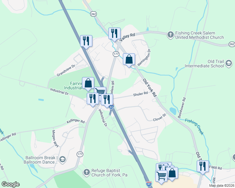 map of restaurants, bars, coffee shops, grocery stores, and more near 455 Shuler Road in Goldsboro