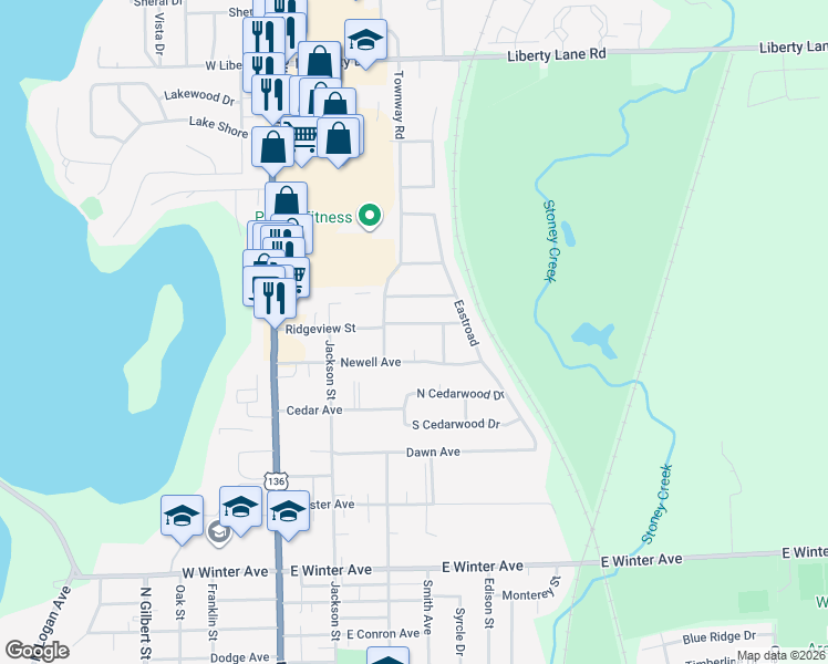 map of restaurants, bars, coffee shops, grocery stores, and more near 306 Ridgeview Street in Danville