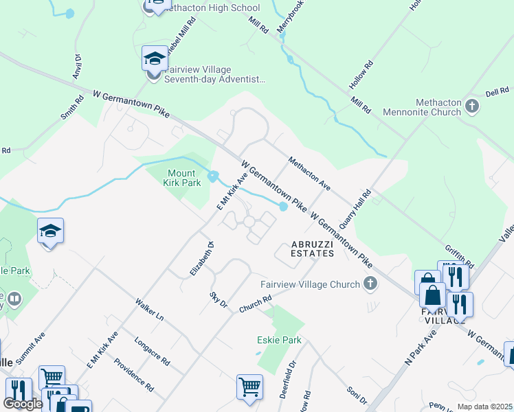 map of restaurants, bars, coffee shops, grocery stores, and more near 11 Oxford Court in Eagleville