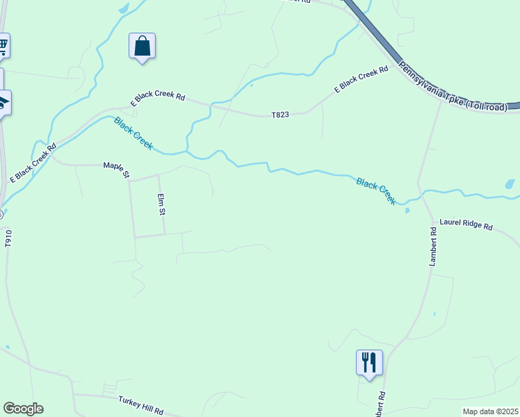 map of restaurants, bars, coffee shops, grocery stores, and more near Black Creek Road in Lancaster County