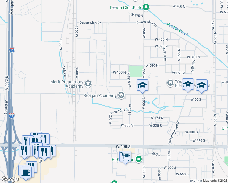 map of restaurants, bars, coffee shops, grocery stores, and more near 1162 West Center Street in Springville