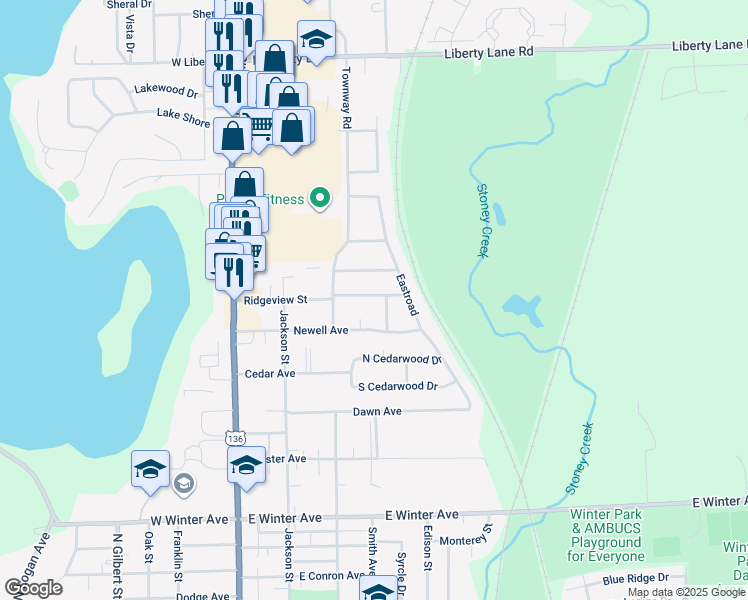 map of restaurants, bars, coffee shops, grocery stores, and more near 306 Ridgeview Street in Danville