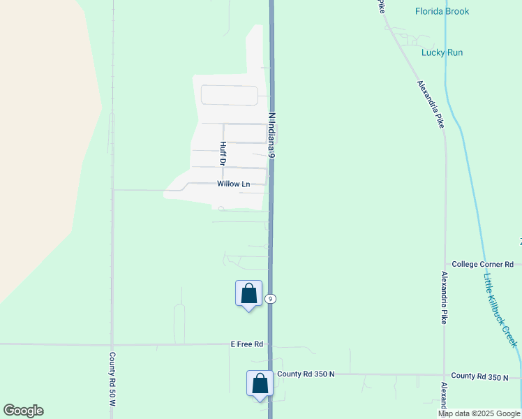 map of restaurants, bars, coffee shops, grocery stores, and more near 4185 Indiana 9 in Anderson