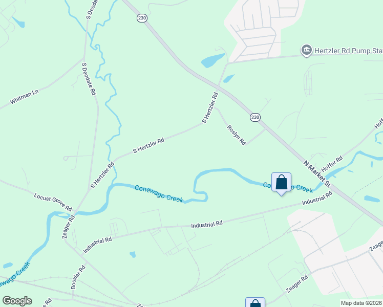 map of restaurants, bars, coffee shops, grocery stores, and more near 286 South Hertzler Road in Elizabethtown