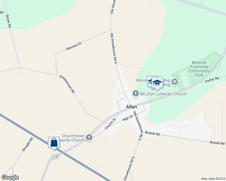 map of restaurants, bars, coffee shops, grocery stores, and more near 302 Old Stonehouse Road South in Mechanicsburg