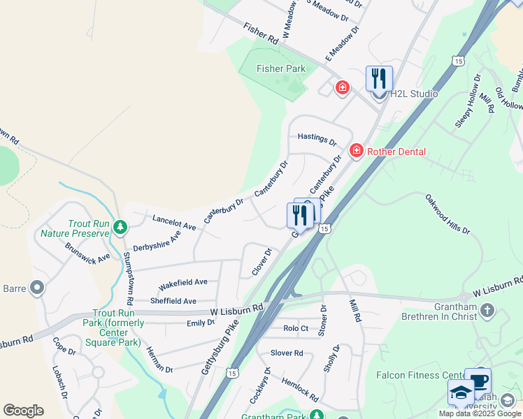 map of restaurants, bars, coffee shops, grocery stores, and more near 2139 Coventry Court in Mechanicsburg