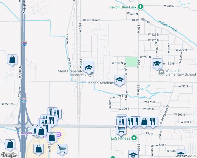 map of restaurants, bars, coffee shops, grocery stores, and more near 1410 West Center Street in Springville